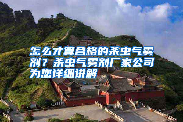 怎么才算合格的杀虫气雾剂?杀虫气雾剂厂家公司为您详细讲解