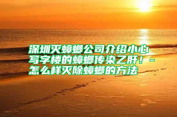 深圳灭蟑螂公司介绍小心写字楼的蟑螂传染乙肝！-怎么样灭除蟑螂的方法