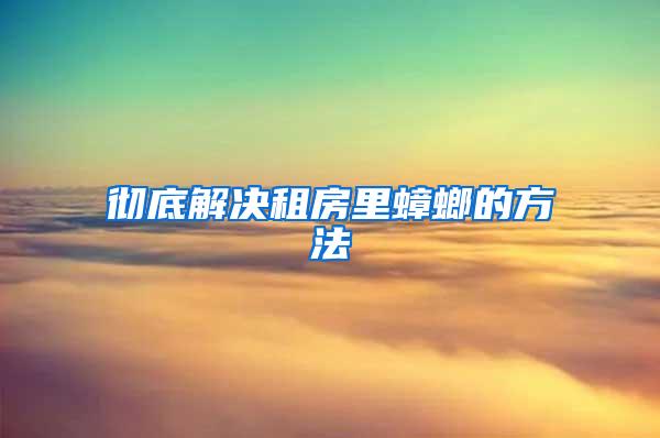 彻底解决租房里蟑螂的方法